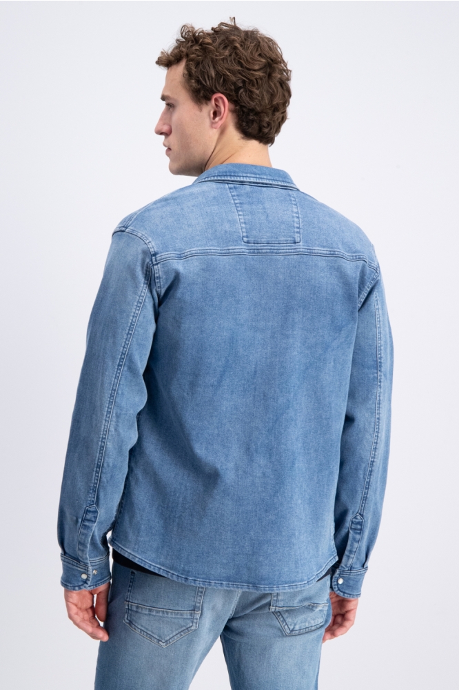 Gabbiano blauwe heren overhemd | Model achteraanzicht