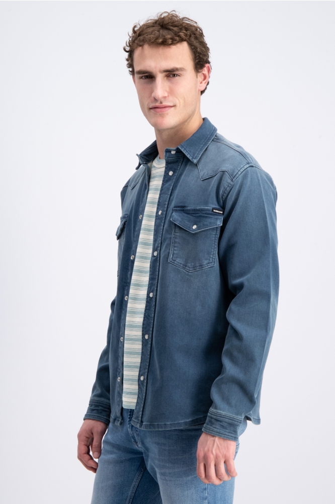 Gabbiano blauwe heren overhemd | Model zijaanzicht