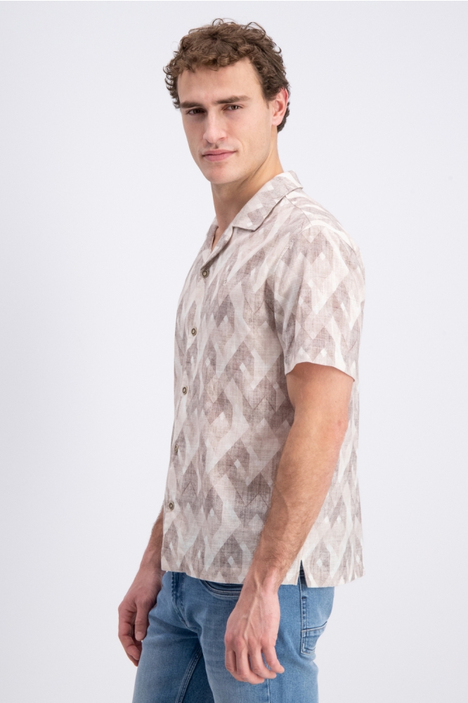 Gabbiano ecru heren overhemd | Model zijaanzicht