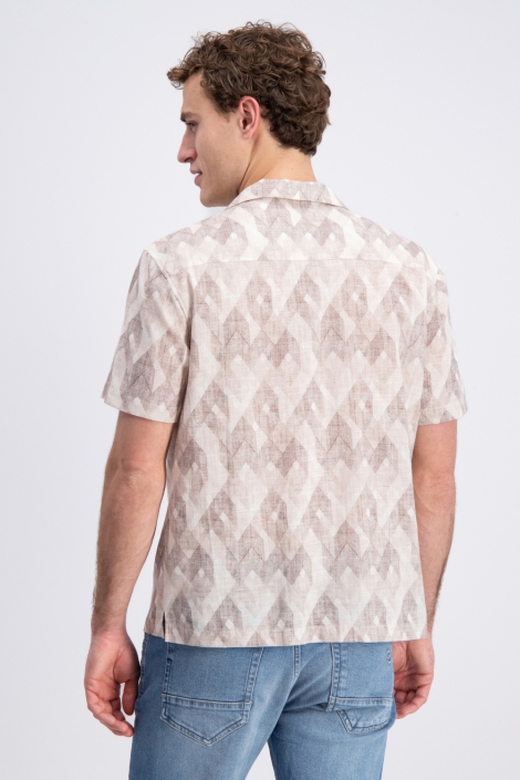 Gabbiano ecru heren overhemd | Model achteraanzicht