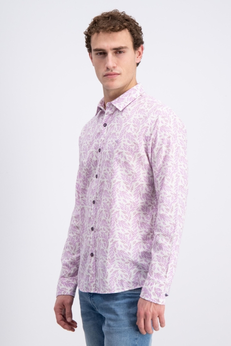 Gabbiano paarse heren overhemd | Model zijaanzicht