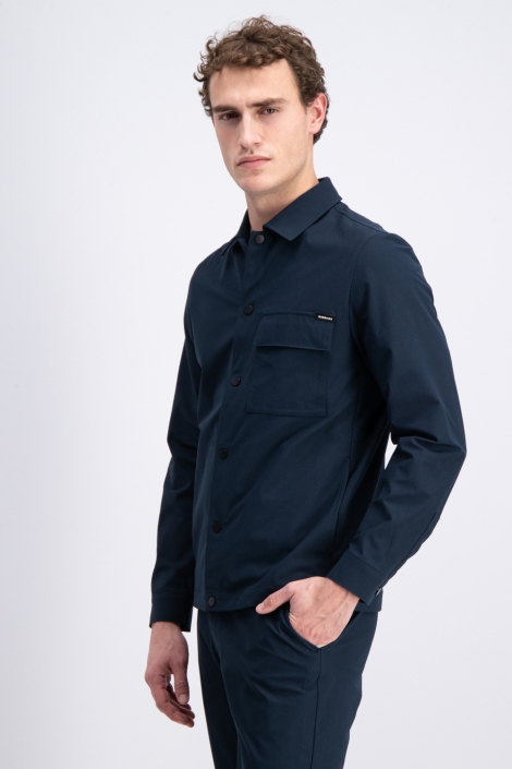 Gabbiano blauwe heren overhemd | Model zijaanzicht