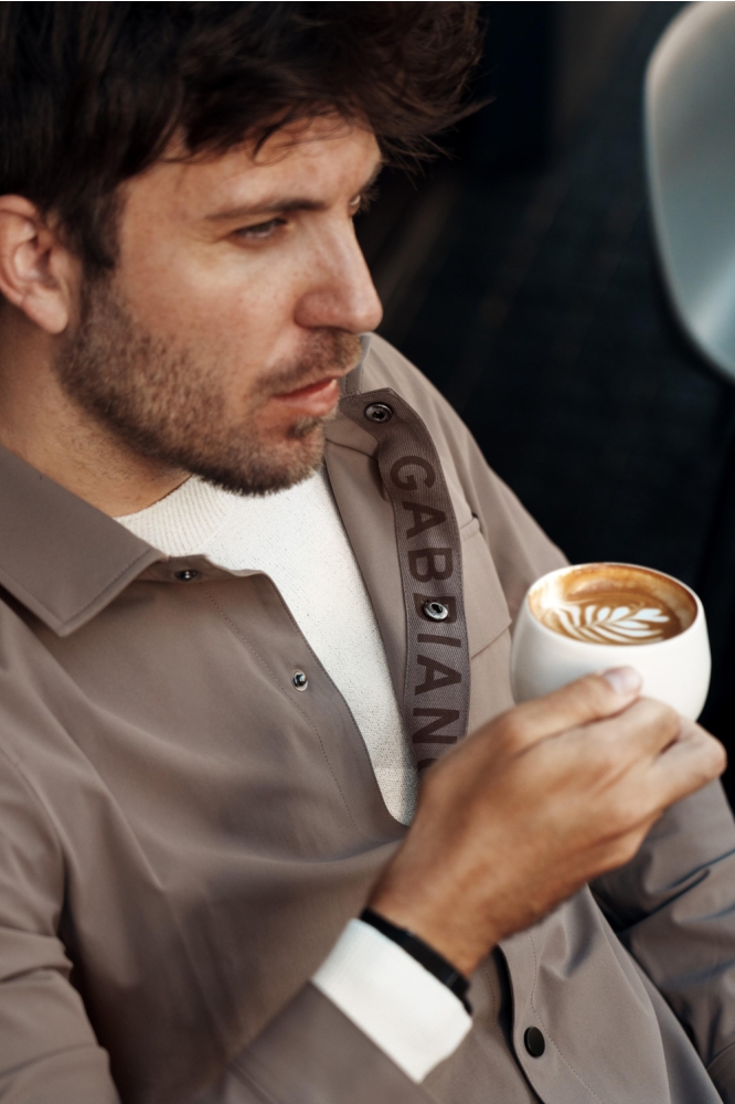 Gabbiano bruine heren overhemd | Close up