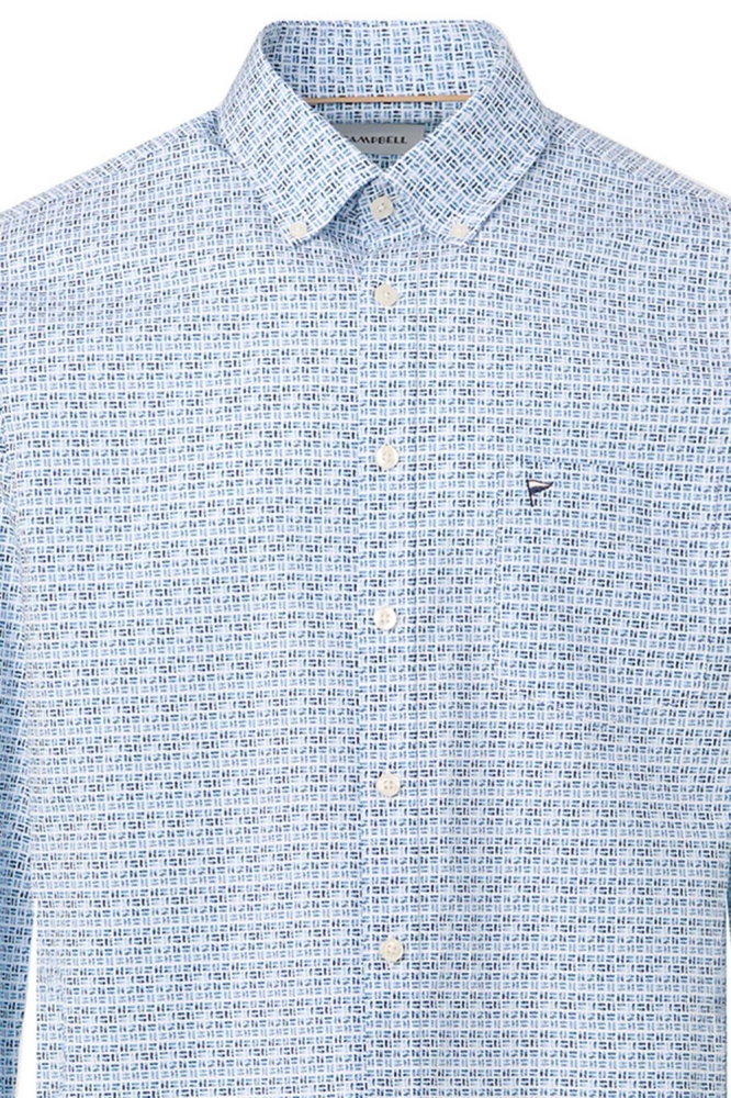 Campbell blauwe heren overhemd | Close up