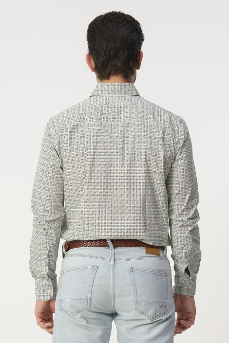 Campbell groene heren overhemd | Model achteraanzicht