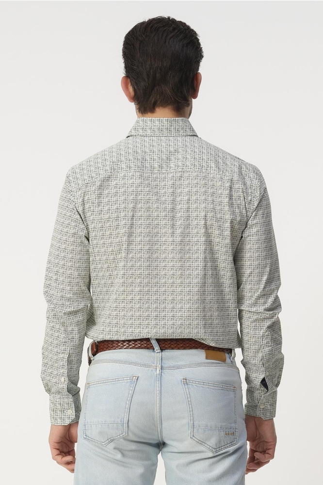 Campbell groene heren overhemd | Model achteraanzicht