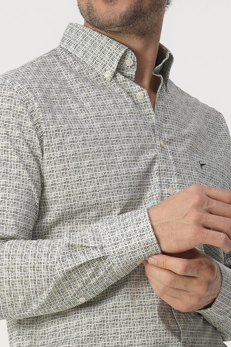 Campbell groene heren overhemd | Close up