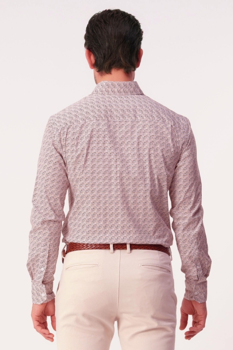 Campbell bordeaux heren overhemd | Achteraanzicht