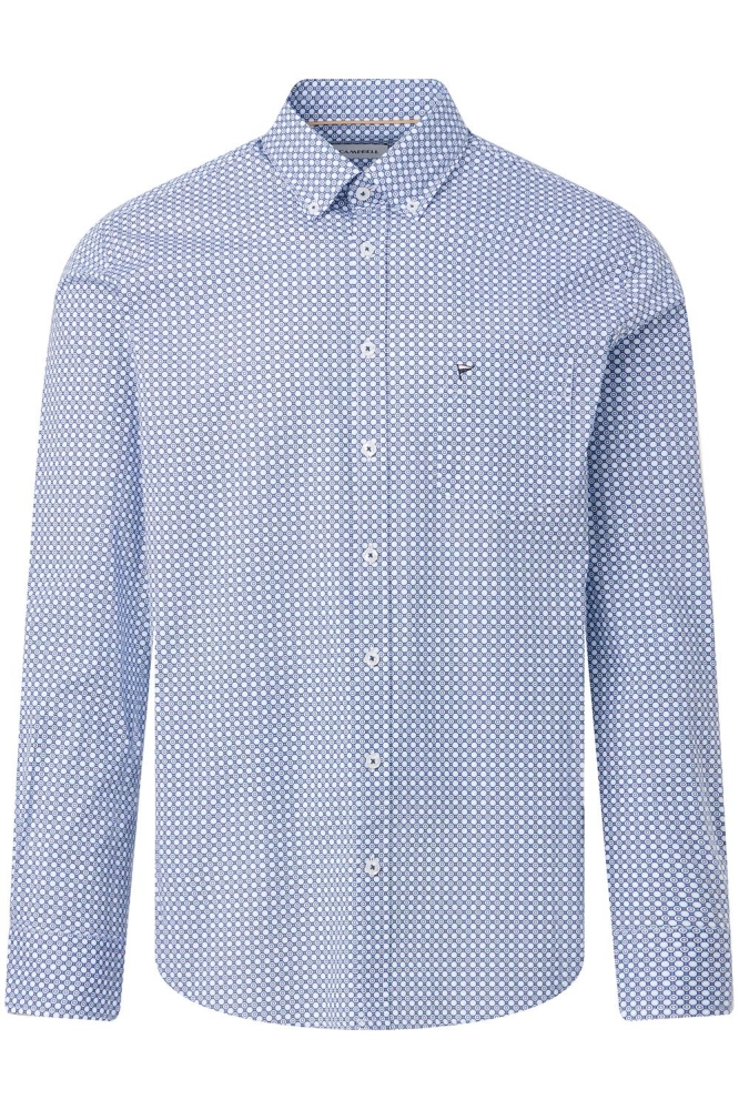 Campbell blauwe heren overhemd | Vooraanzicht