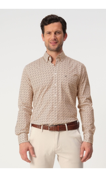 CASUAL SHIRT LS RANGER 103335 8531 BRAN ORANGE BROWN