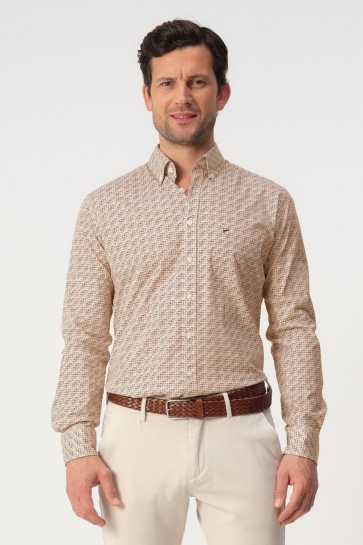 Campbell Overhemd CASUAL SHIRT LS RANGER 103335 8531 BRAN ORANGE BROWN