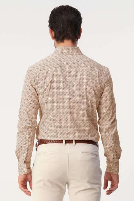 Campbell oranje heren overhemd | Model achteraanzicht