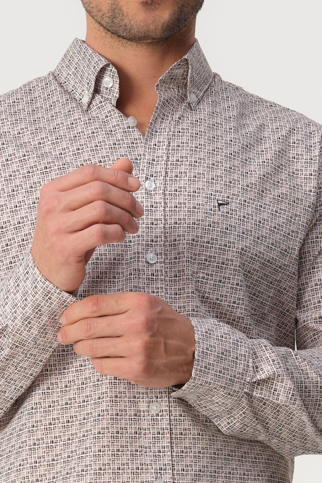 Campbell oranje heren overhemd | Close up