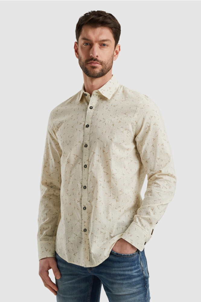 PME legend beige heren overhemd | Model zijaanzicht
