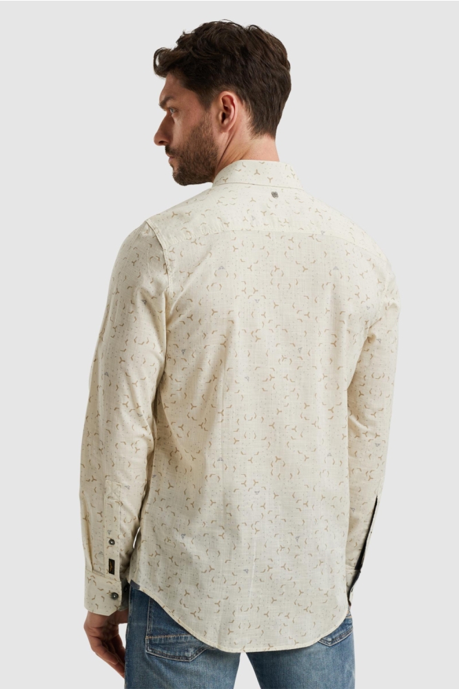 PME legend beige heren overhemd | Model achteraanzicht
