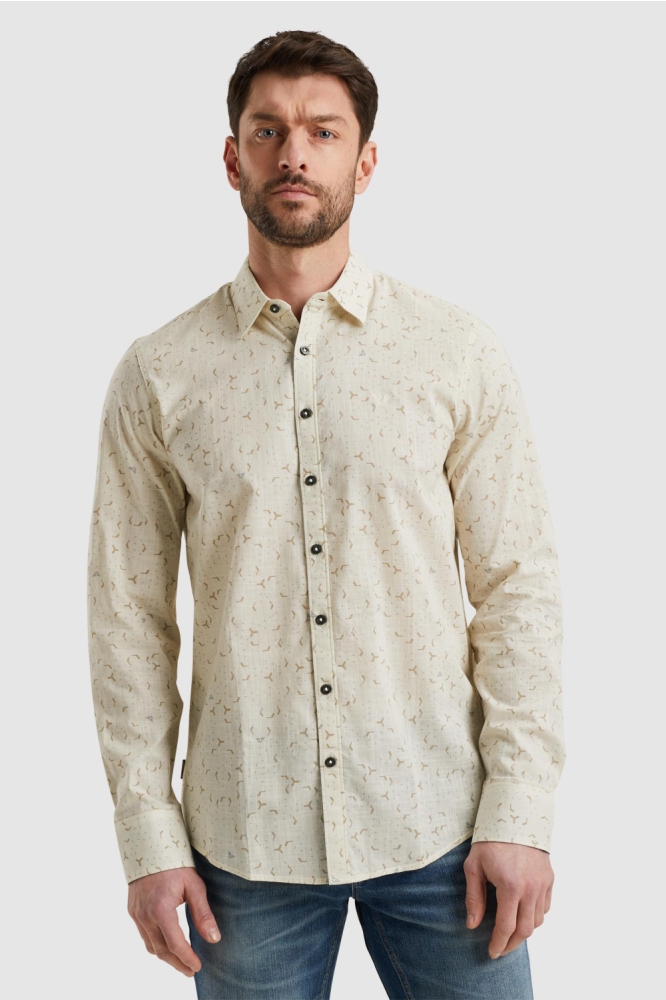 PME legend beige heren overhemd | Model vooraanzicht