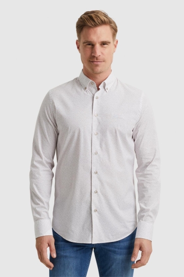 Vanguard long sleeve shirt print on poplin Wit