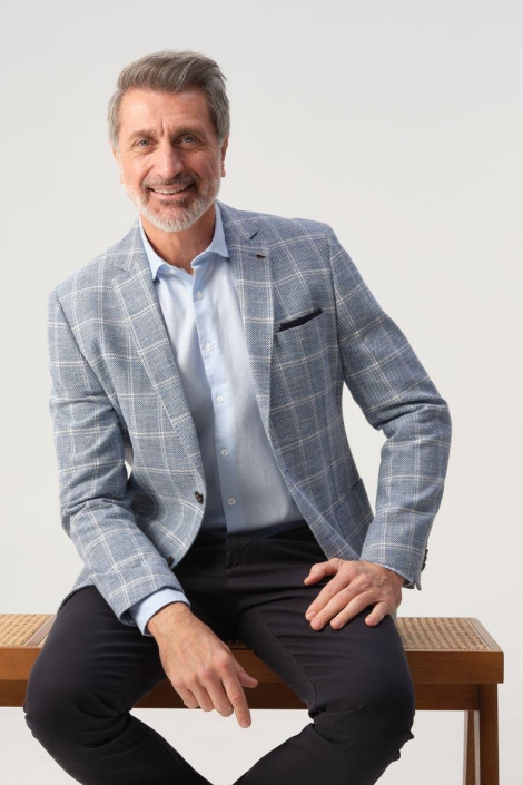 Campbell blauwe heren overhemd | Sfeerbeeld, In situatie