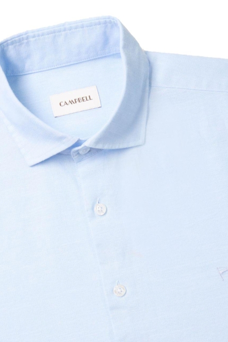 Campbell blauwe heren overhemd | Close up