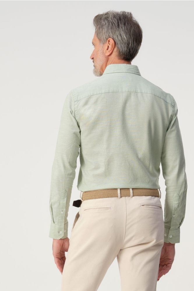 Campbell groene heren overhemd | Model achteraanzicht