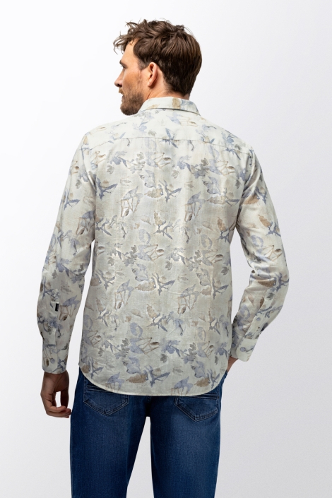 State of Art ecru heren overhemd | Model achteraanzicht