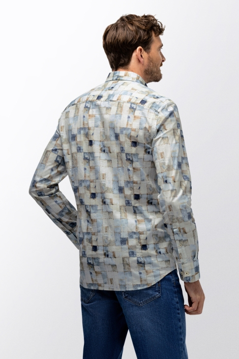 State of Art blauwe heren overhemd | Model achteraanzicht