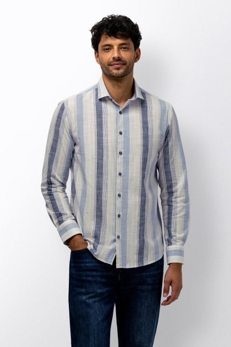 State of Art blauwe heren overhemd | Model vooraanzicht