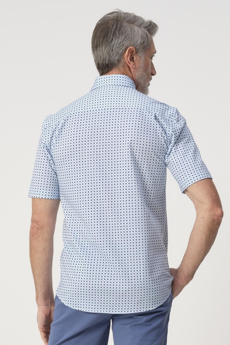 Campbell blauwe heren overhemd | Model achteraanzicht