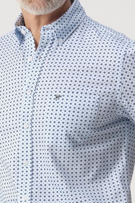 Campbell blauwe heren overhemd | Close up