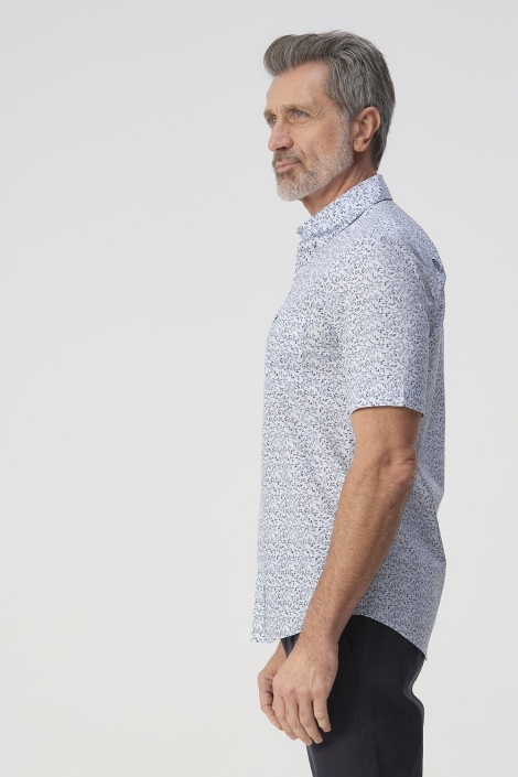 Campbell blauwe heren overhemd | Model zijaanzicht