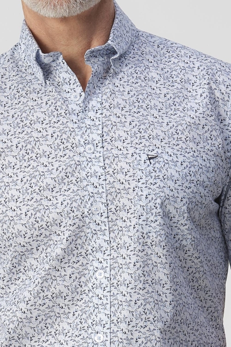 Campbell blauwe heren overhemd | Close up