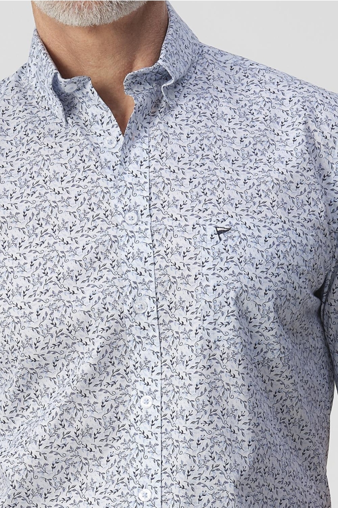 Campbell blauwe heren overhemd | Close up