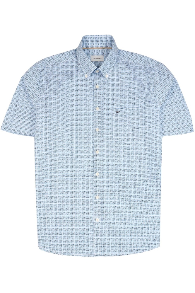Campbell blauwe heren overhemd | Vooraanzicht