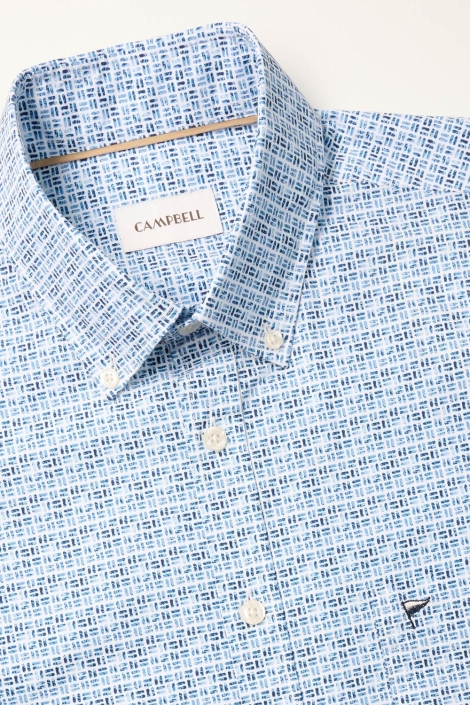 Campbell blauwe heren overhemd | Close up