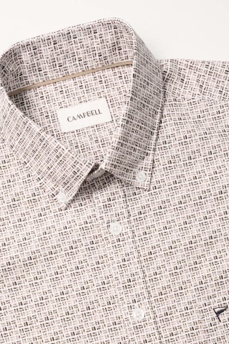 Campbell camel heren overhemd | Close up