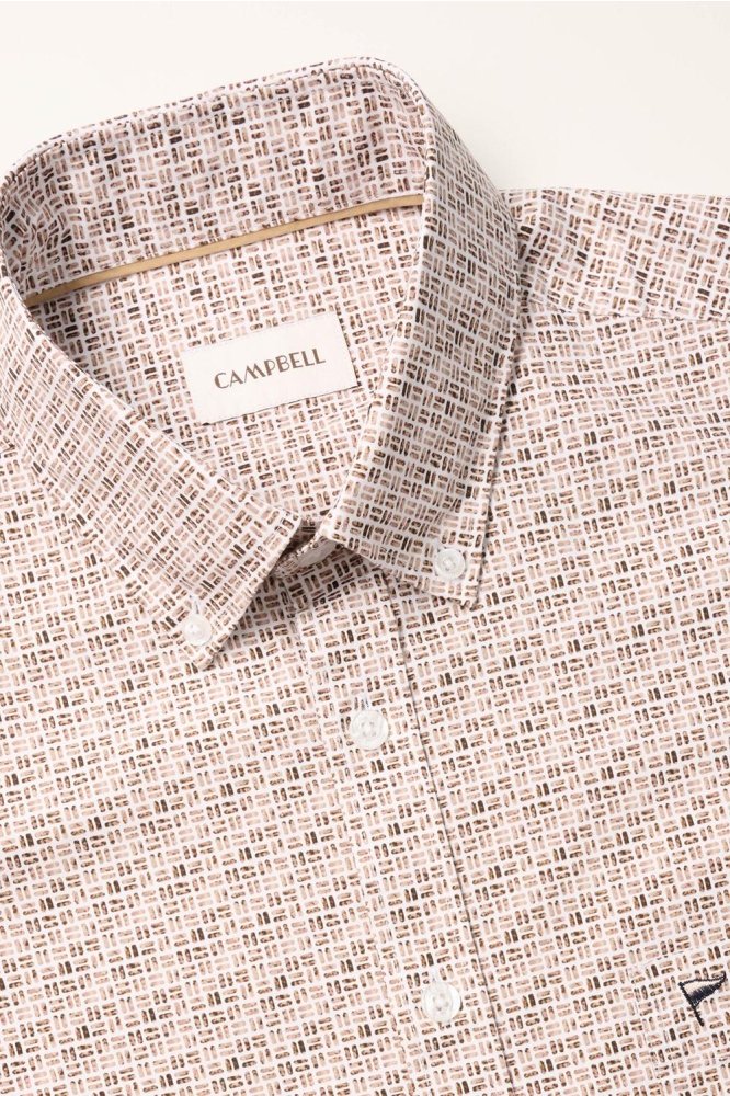 Campbell oranje heren overhemd | Close up