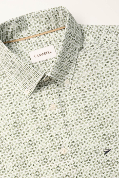 Campbell groene heren overhemd | Close up