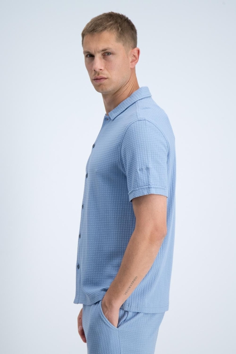 Gabbiano blauwe heren overhemd | Model zijaanzicht