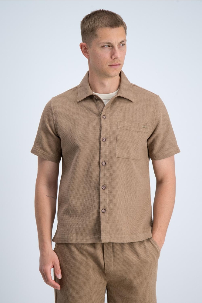 Gabbiano camel heren overhemd | Model vooraanzicht