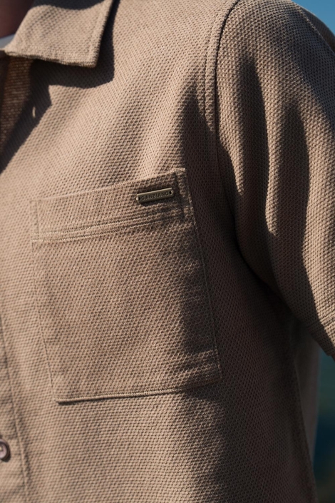 Gabbiano camel heren overhemd | Close up
