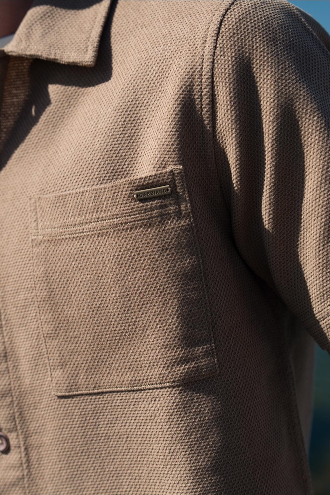 Gabbiano camel heren overhemd | Close up