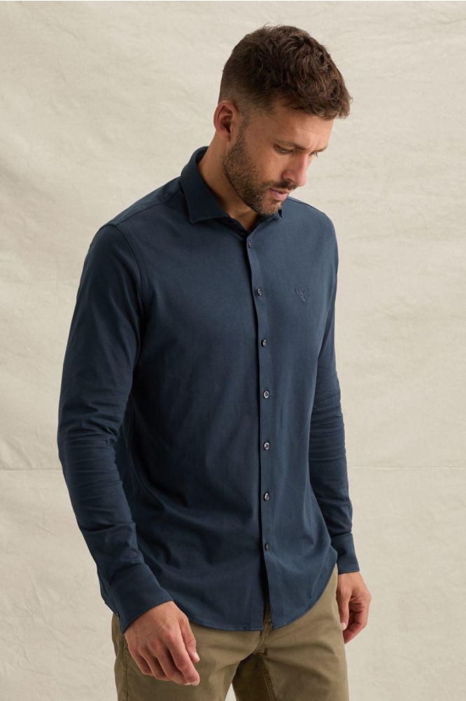 PME legend blauwe heren overhemd | Model vooraanzicht