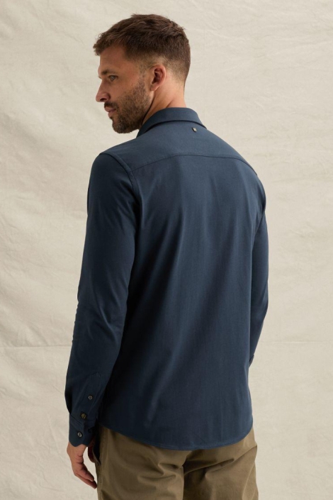 PME legend blauwe heren overhemd | Model achteraanzicht