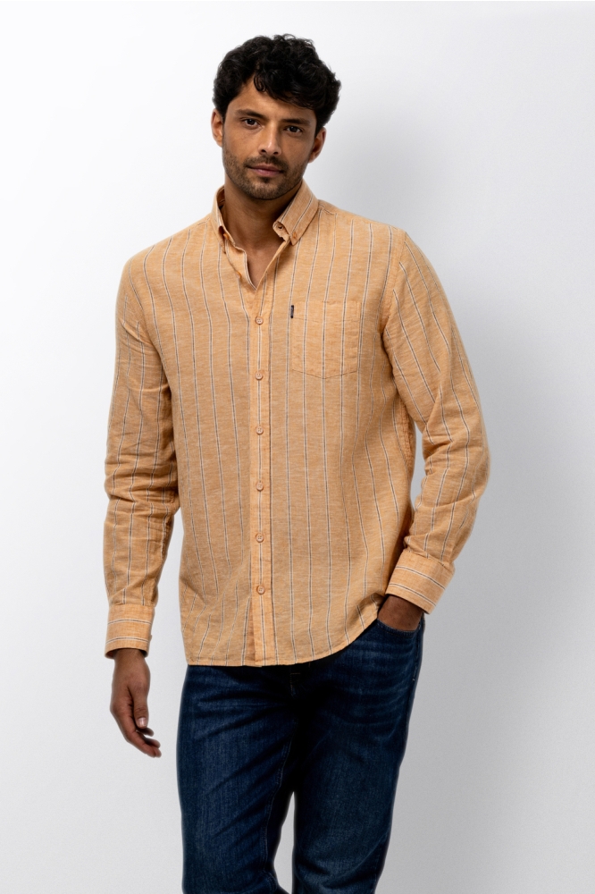 State of Art oranje heren overhemd | Model vooraanzicht