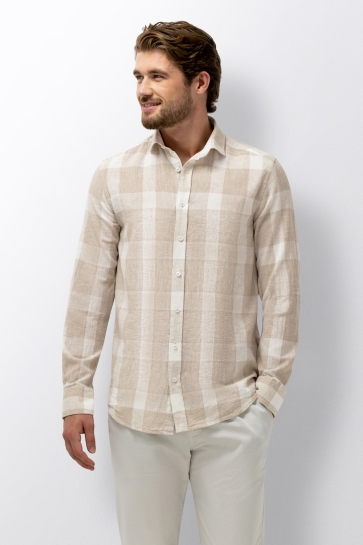 State of Art shirt ls checked y/d Taupe