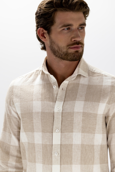 State of Art taupe heren overhemd | Model vooraanzicht