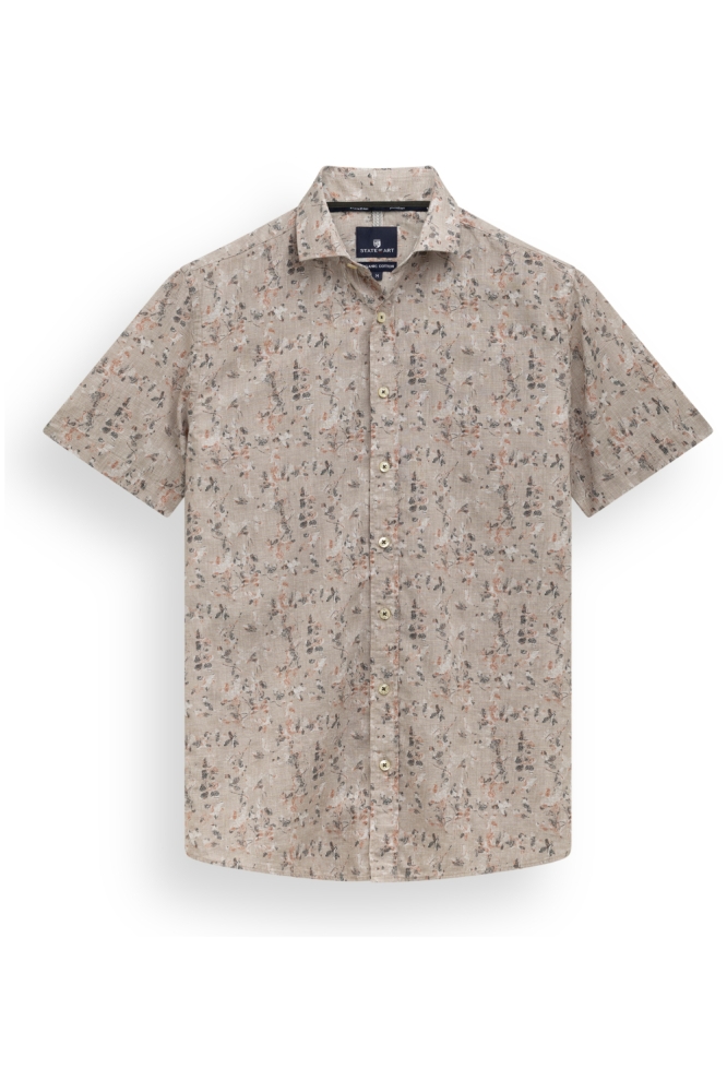 State of Art beige heren overhemd | Vooraanzicht