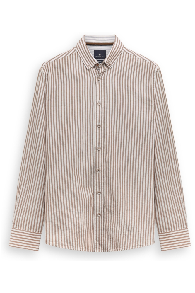 State of Art beige heren overhemd | Vooraanzicht