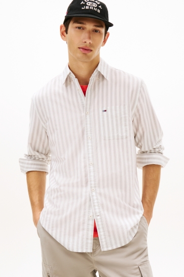 Tommy Jeans Overhemd TJM REG STRIPE OXFORD SHIRT EXT DM0DM22790 PKD IVY MINK STRIPE