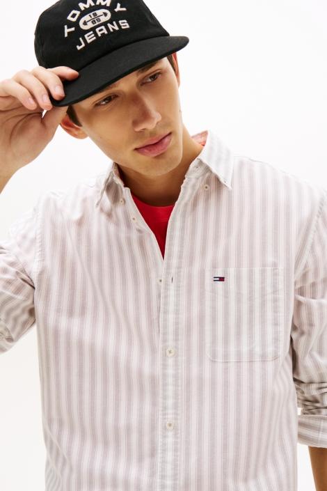 Tommy Jeans grijze heren overhemd | Close up